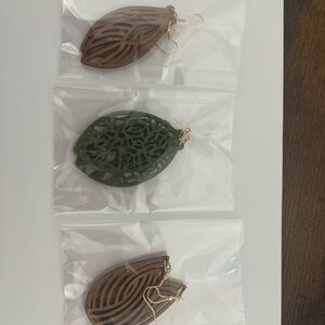Leaf Design Earrings Set in Brown, Red and Green